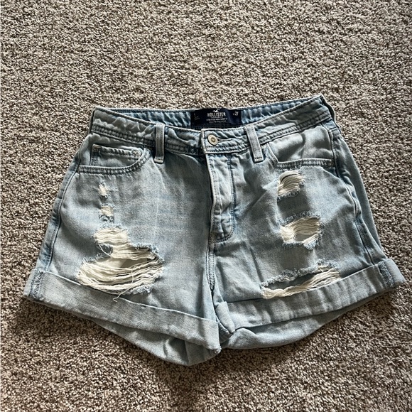 Hollister Light Wash Ripped Jean Shorts - Picture 1 of 3
